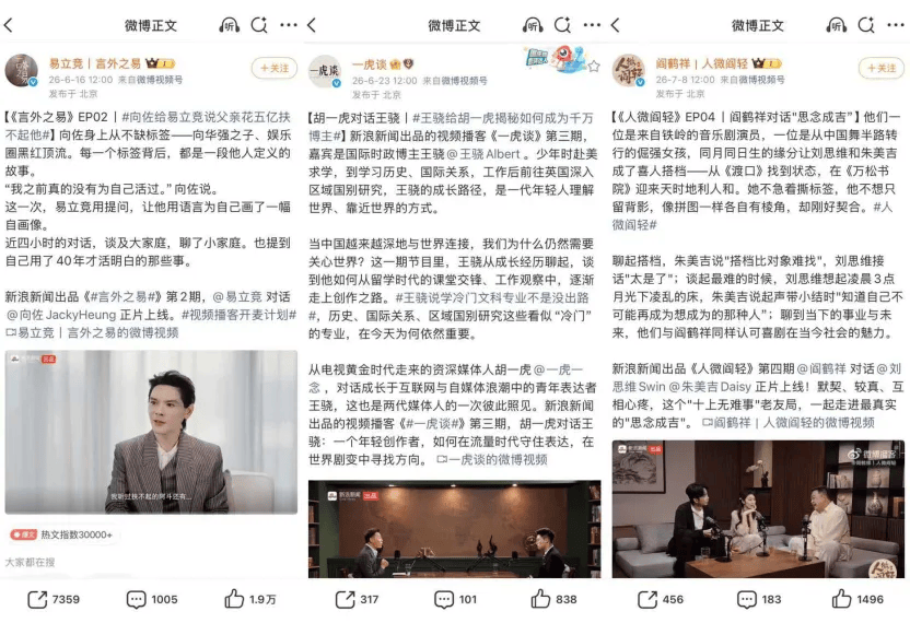 陈鲁豫、李诞、易立竞轮番上阵,新浪新闻出品的访谈为何能持续刷屏?